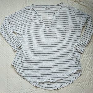 Madewell linen telegraph tee striped v neck tshirt